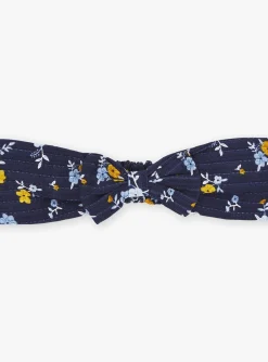 Sergent Major Chapeau & Bandeau-Bandeau &agrave; noeud bleu marine &agrave; imprim&eacute; fleuri