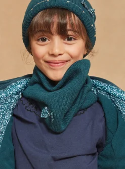 Sergent Major Bonnet, Echarpe & Gants-Bandeau vert sapin en tricot