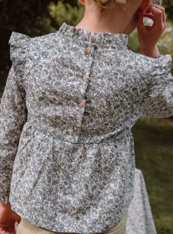 Sergent Major Blouse & T-shirt-Blouse &eacute;crue et verte &agrave; imprim&eacute; fleuri
