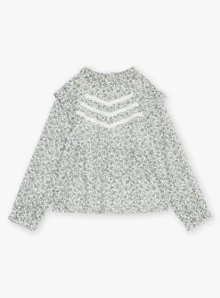 Sergent Major Blouse & T-shirt-Blouse &eacute;crue et verte &agrave; imprim&eacute; fleuri