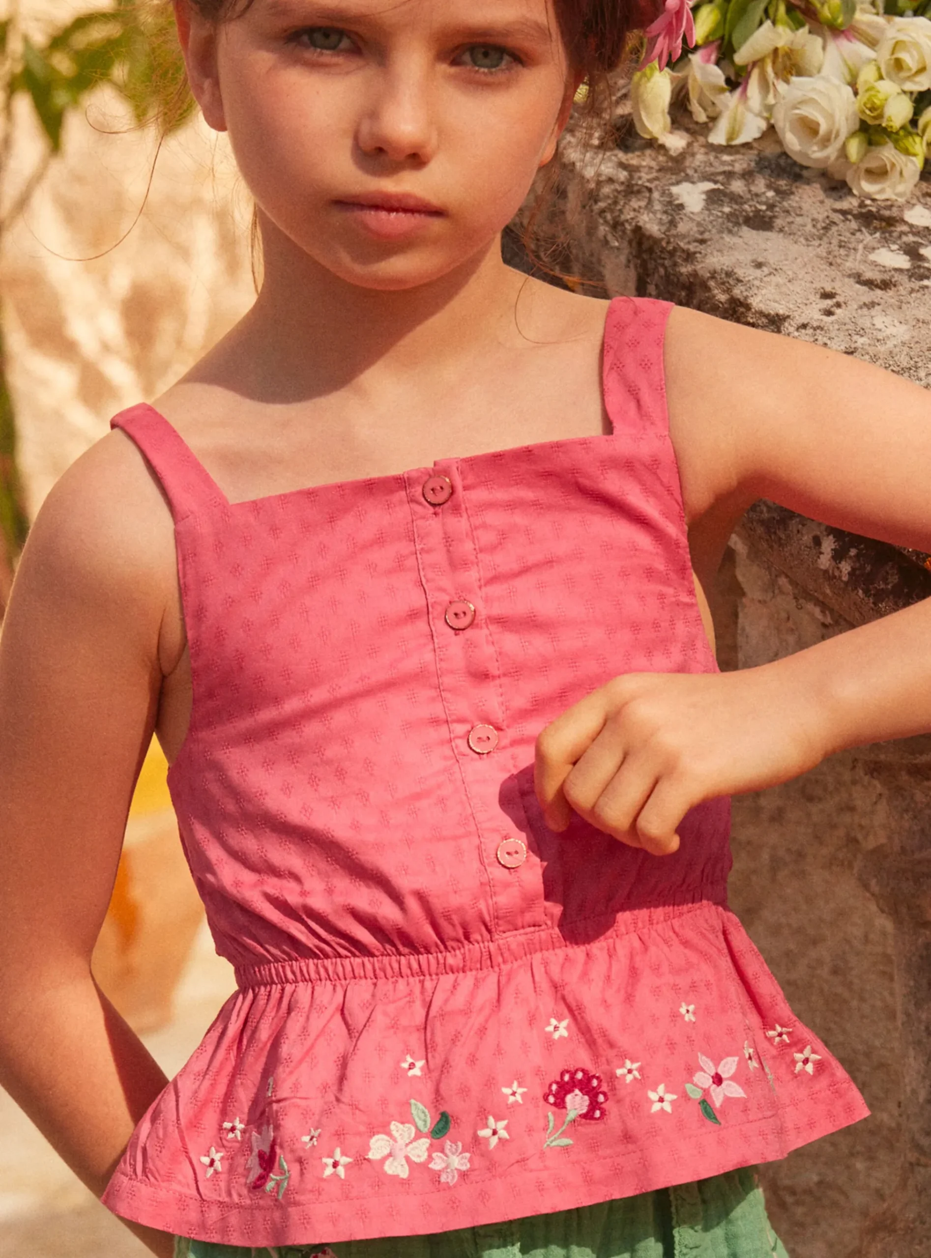 Sergent Major Blouse & T-shirt-Blouse rose brodée