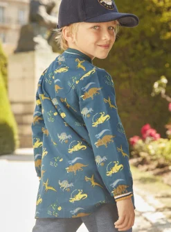 Sergent Major Sac & Parapluie-Blouse scolaire bleu p&eacute;trole &agrave; imprim&eacute; dinosaures