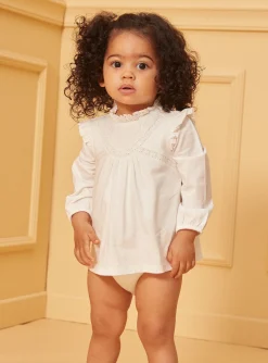Sergent Major Body-Blouse-body écrue à volants