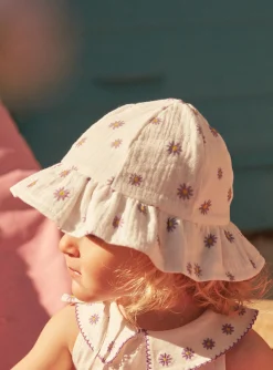 Sergent Major Chapeau & Bandeau | Robe-Bob &eacute;cru &agrave; imprim&eacute; fleuri en gaze de coton
