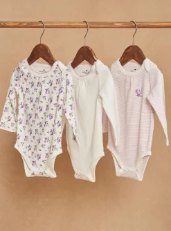 Sergent Major Chaussettes & Collant-3 bodies à manches longues écru en coton bio