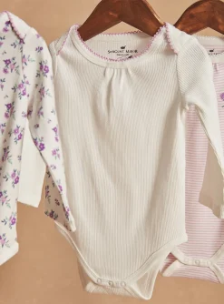 Sergent Major Chaussettes & Collant-3 bodies &agrave; manches longues &eacute;cru en coton bio