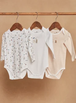 Sergent Major Chaussettes-3 bodies écrus en coton bio à imprimé à rayures, animaux et à motif animaux