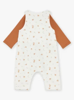Sergent Major Tenues & Ensembles-Body caramel, salopette &eacute;crue et chaussettes beiges