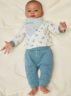 Sergent Major Tenues & Ensembles-Body T-shirt &eacute;cru, pantalon bleu et bandana &eacute;cru et bleu gris&eacute;