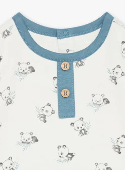 Sergent Major Tenues & Ensembles-Body T-shirt &eacute;cru, pantalon bleu et bandana &eacute;cru et bleu gris&eacute;