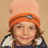Sergent Major Bonnet, Echarpe, & Gant-Bonnet &agrave; pompon orange en tricot