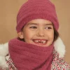 Sergent Major Bonnet, Echarpe & Gants-Bonnet &agrave; pompon rose