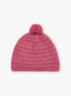 Sergent Major Bonnet, Echarpe & Gants-Bonnet &agrave; pompon rose