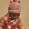 Sergent Major Chapeau & Casquette | Bonnet, Echarpe & Gant-Bonnet beige et marron &agrave; imprim&eacute; &agrave; rayures