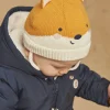 Sergent Major Bonnet, Echarpe & Gant-Bonnet blanc et miel en tricot