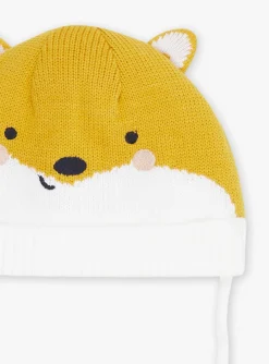 Sergent Major Bonnet, Echarpe & Gant-Bonnet blanc et miel en tricot