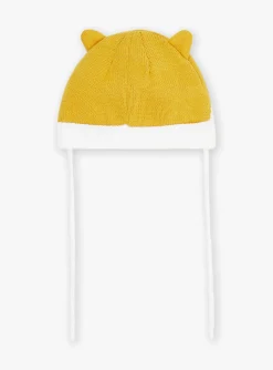 Sergent Major Bonnet, Echarpe & Gant-Bonnet blanc et miel en tricot