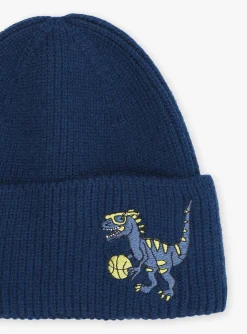 Sergent Major Bonnet, Echarpe, & Gant-Bonnet bleu p&eacute;trole en tricot