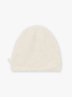 Sergent Major Bonnet, Moufle, Chausson & Chaussette-Bonnet de naissance &eacute;cru chin&eacute; en laine et coton