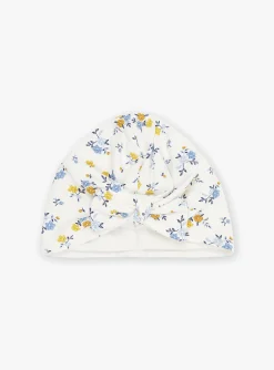 Sergent Major Bonnet, Echarpe & Gant-Bonnet &eacute;cru &agrave; imprim&eacute; fleuri