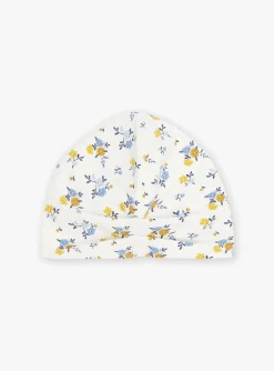 Sergent Major Bonnet, Echarpe & Gant-Bonnet &eacute;cru &agrave; imprim&eacute; fleuri