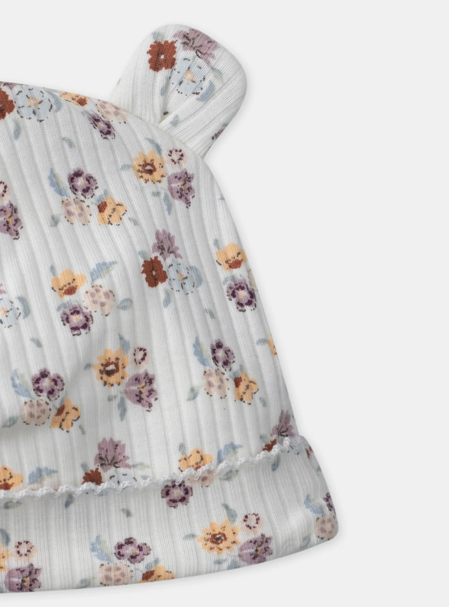 Sergent Major Bonnet, Echarpe & Gant-Bonnet écru imprimé fleur