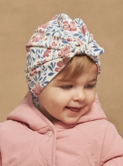 Sergent Major Bonnet, Echarpe & Gant-Bonnet écru, rose et bleu à imprimé fleuri