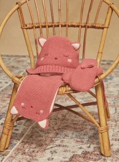 Sergent Major Bonnet, Echarpe & Gant-Bonnet rose en tricot