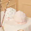 Sergent Major Bonnet, Moufle, Chausson & Chaussette-2 bonnets de naissance &eacute;cru et rose en coton
