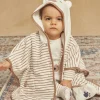 Sergent Major Pyjama & Grenouillère-Cape de bain &agrave; capuche beige &agrave; imprim&eacute; &agrave; rayures