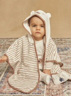 Sergent Major Pyjama & Grenouillère-Cape de bain à capuche beige à imprimé à rayures