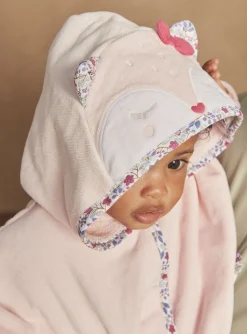 Sergent Major Pyjama & Grenouillère-Cape de bain &agrave; capuche rose &agrave; motif fleuri.