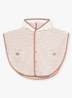 Sergent Major Pyjama & Grenouillère-Cape de bain &agrave; capuche beige &agrave; imprim&eacute; &agrave; rayures