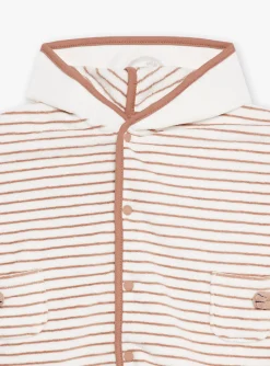 Sergent Major Pyjama & Grenouillère-Cape de bain &agrave; capuche beige &agrave; imprim&eacute; &agrave; rayures