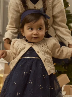 Sergent Major Pull, Gilet & Cardigan-Cardigan ajour&eacute; en fils m&eacute;tallis&eacute;s