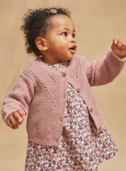 Sergent Major Pull, Gilet & Cardigan-Cardigan ajour&eacute; lilas en tricot