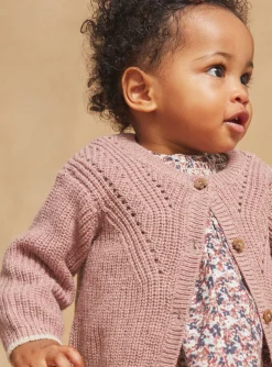 Sergent Major Pull, Gilet & Cardigan-Cardigan ajour&eacute; lilas en tricot