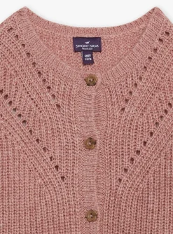 Sergent Major Pull, Gilet & Cardigan-Cardigan ajour&eacute; lilas en tricot