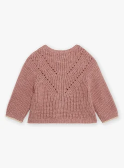 Sergent Major Pull, Gilet & Cardigan-Cardigan ajour&eacute; lilas en tricot