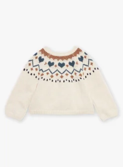 Sergent Major Pull, Gilet & Cardigan-Cardigan beige clair chin&eacute; en tricot