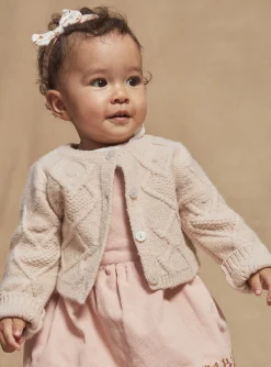 Sergent Major Pull, Gilet & Cardigan-Cardigan beige en tricot torsadé
