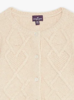 Sergent Major Pull, Gilet & Cardigan-Cardigan beige en tricot torsad&eacute;