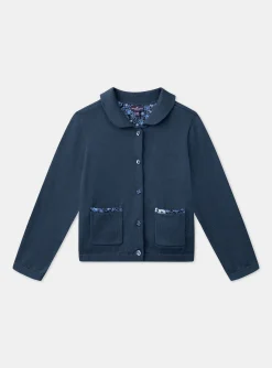 Sergent Major Pull, Gilet & Cardigan-Cardigan bleu en maille jersey