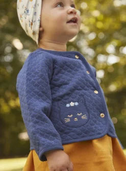 Sergent Major Pull, Gilet & Cardigan-Cardigan bleu marine en tubique