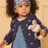 Sergent Major Pull, Gilet & Cardigan-Cardigan bleu marine textur&eacute; &agrave; fleurs brod&eacute;es