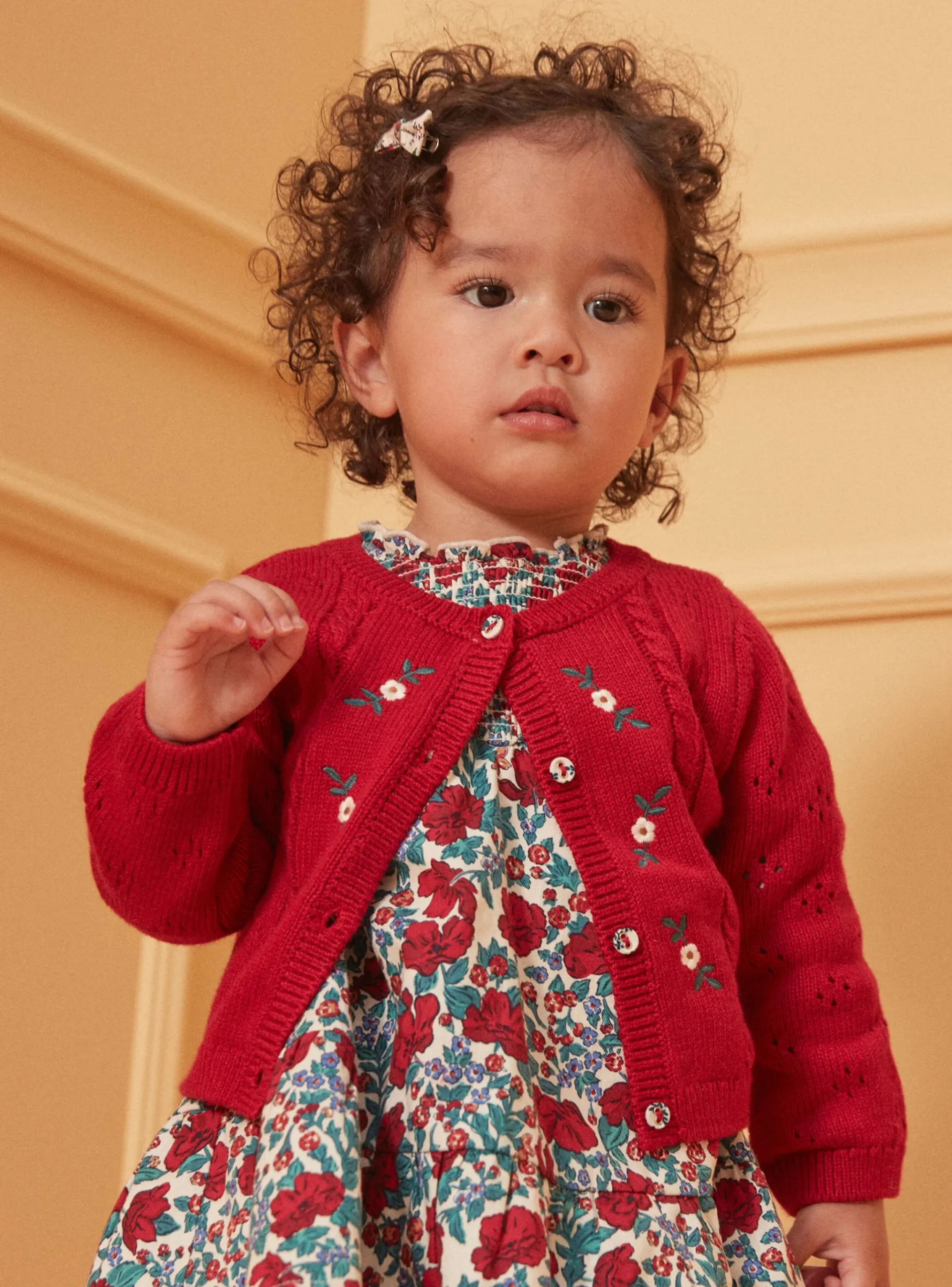 Sergent Major Pull, Gilet & Cardigan-Cardigan brodé fleurs