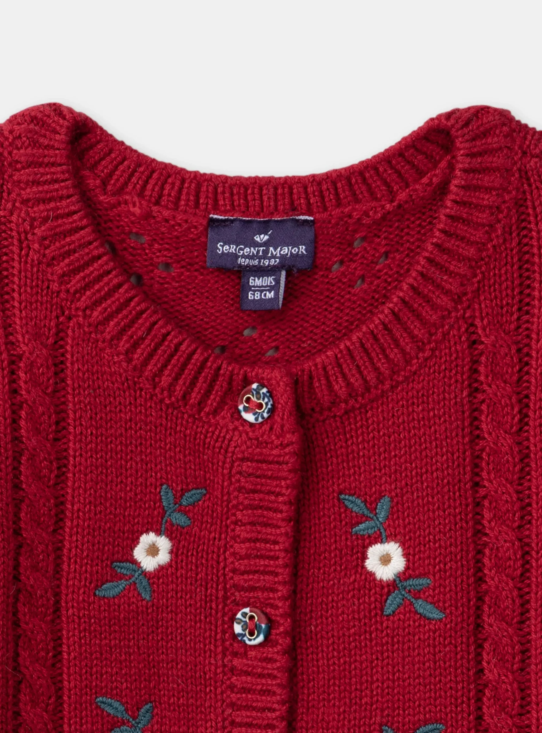 Sergent Major Pull, Gilet & Cardigan-Cardigan brodé fleurs