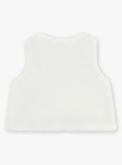 Sergent Major Pull, Gilet & Cardigan-Cardigan &eacute;cru sans manches en fourrure synth&eacute;tique