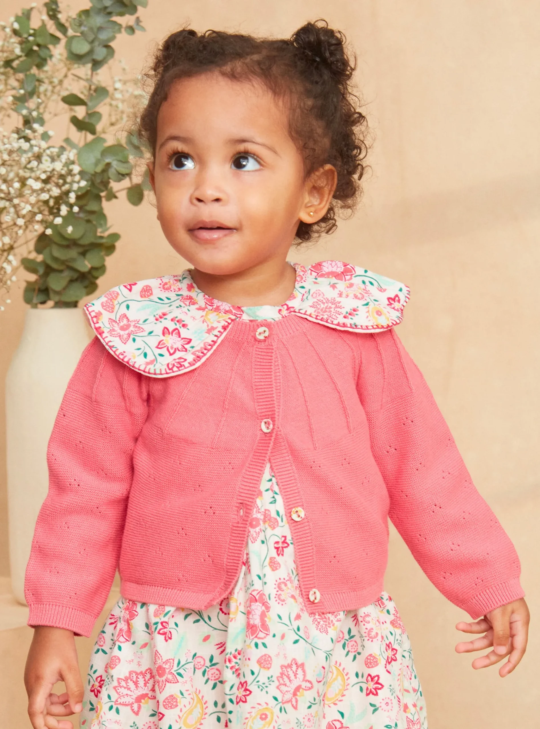 Sergent Major Pull, Gilet & Cardigan-Cardigan en tricot rose