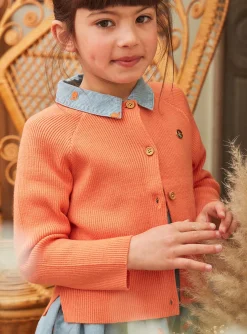 Sergent Major Pull, Gilet & Cardigan-Cardigan orange en tricot